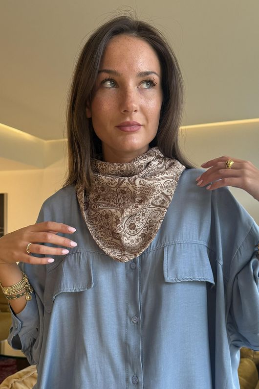 Paisley Park Triangle Neckerchief Stone & Tan 